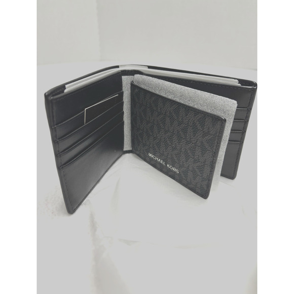 Michael Kors 2 Piece Cooper Logo Passcase Adm/PL Blue Wallet MSRP $198 NEW - Picture 2 of 15